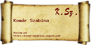 Komár Szabina névjegykártya